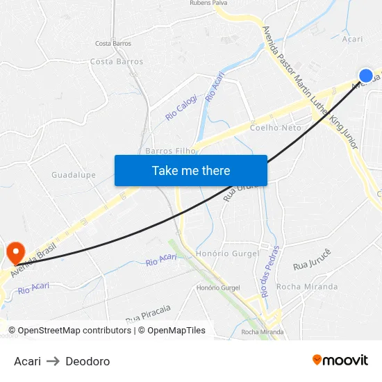 Acari to Deodoro map