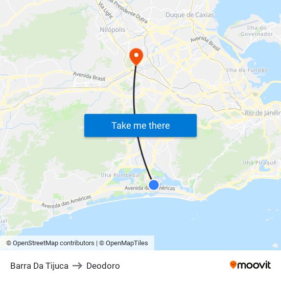 Barra Da Tijuca to Deodoro map