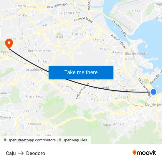 Caju to Deodoro map