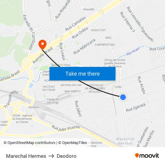 Marechal Hermes to Deodoro map