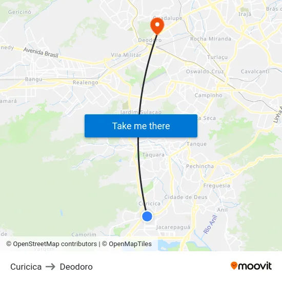 Curicica to Deodoro map