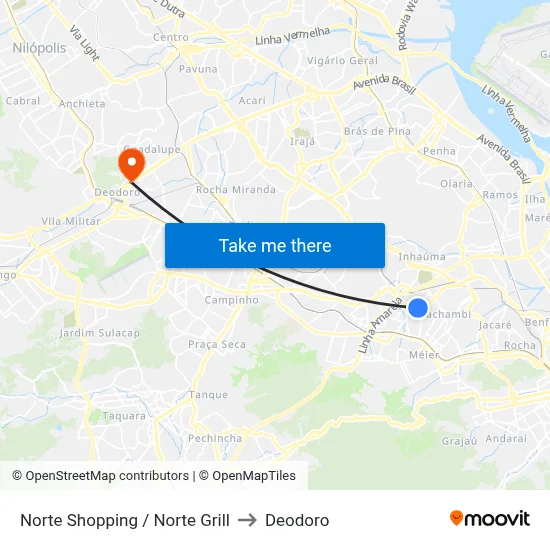 Norte Shopping / Norte Grill to Deodoro map