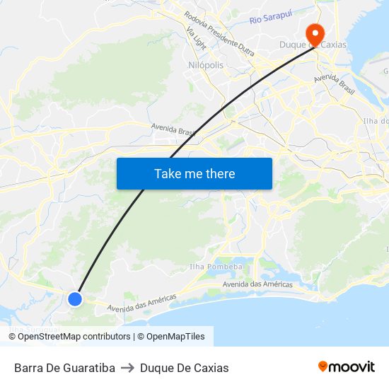 Barra De Guaratiba to Duque De Caxias map