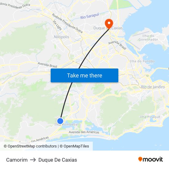 Camorim to Duque De Caxias map