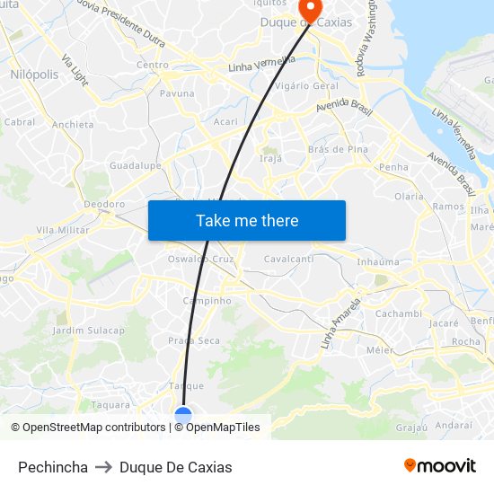 Pechincha to Duque De Caxias map