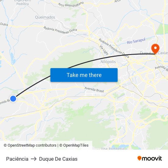 Paciência to Duque De Caxias map