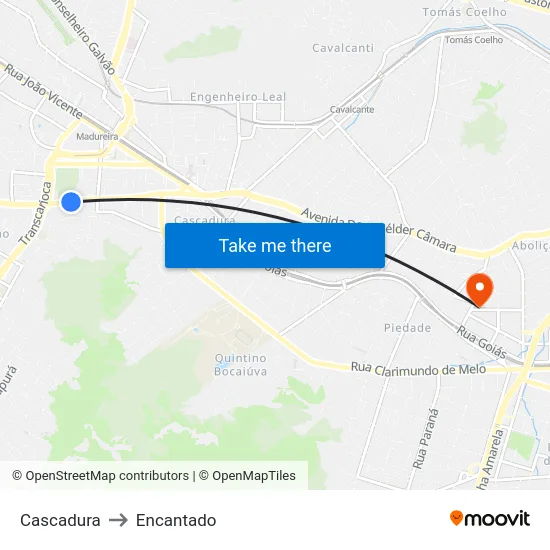 Cascadura to Encantado map