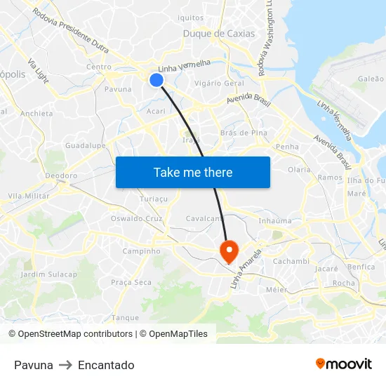 Pavuna to Encantado map