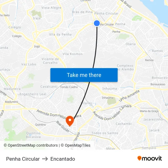 Penha Circular to Encantado map