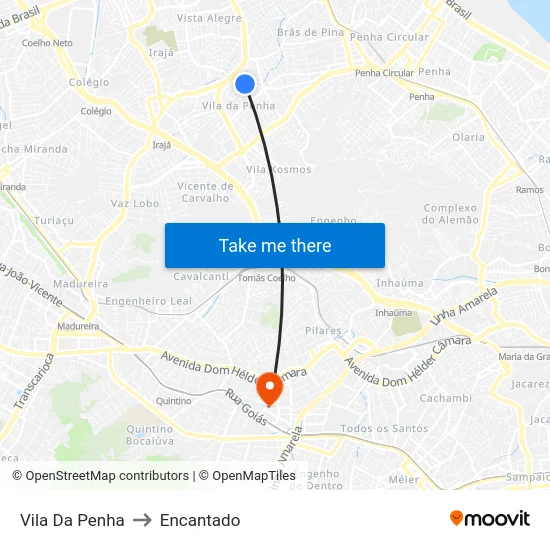 Vila Da Penha to Encantado map