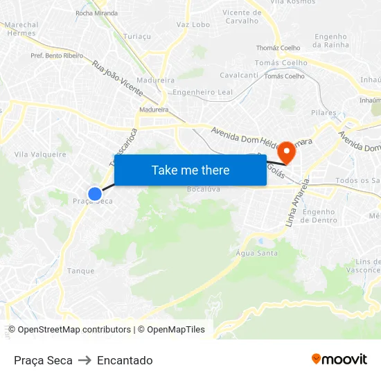 Praça Seca to Encantado map