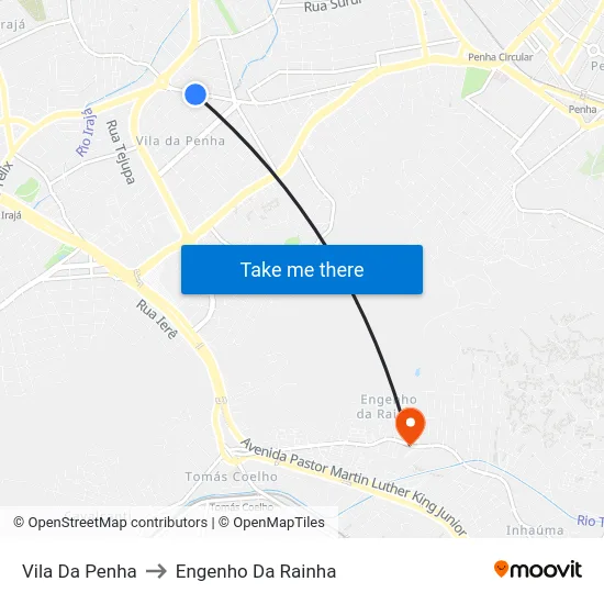 Vila Da Penha to Engenho Da Rainha map