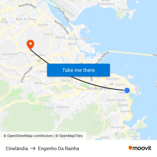 Cinelândia to Engenho Da Rainha map