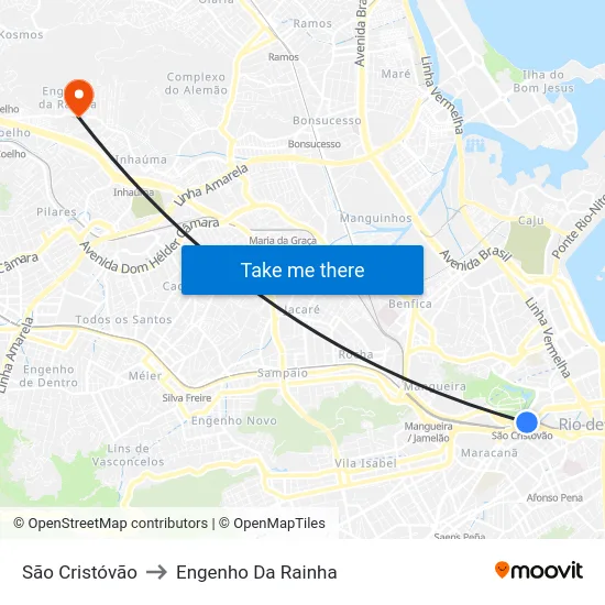 São Cristóvão to Engenho Da Rainha map