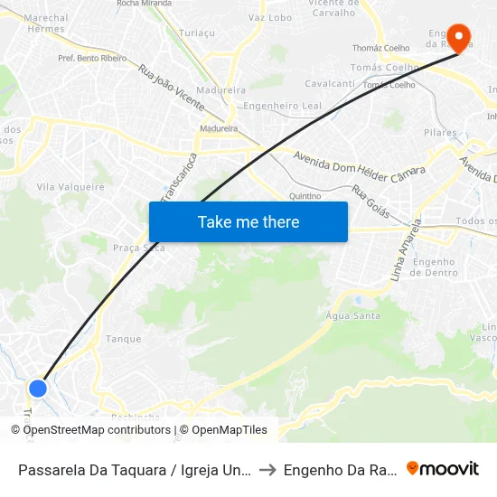 Passarela Da Taquara / Igreja Universal to Engenho Da Rainha map