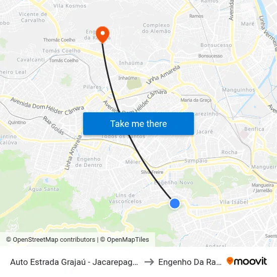 Auto Estrada Grajaú - Jacarepaguá, 601 to Engenho Da Rainha map