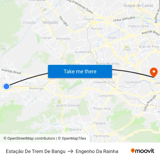 Estação De Trem De Bangu to Engenho Da Rainha map