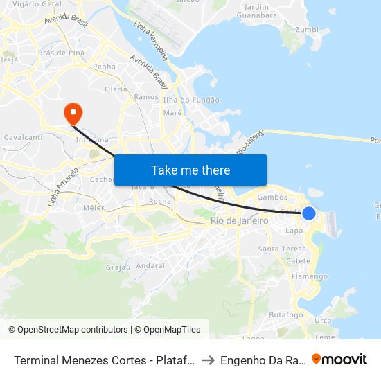 Terminal Menezes Cortes - Plataforma B to Engenho Da Rainha map