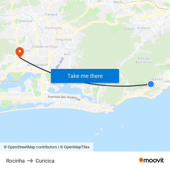 Rocinha to Curicica map