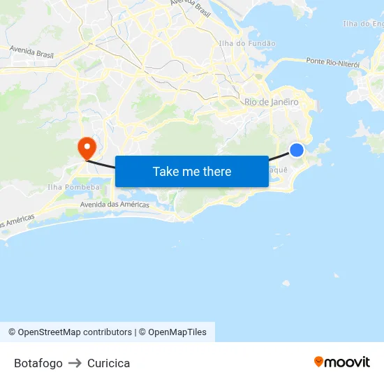 Botafogo to Curicica map