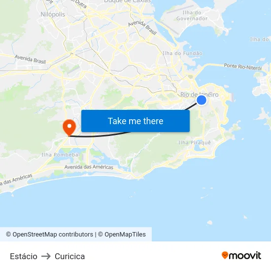 Estácio to Curicica map