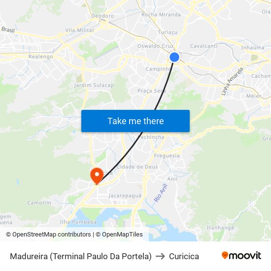 Madureira (Terminal Paulo Da Portela) to Curicica map