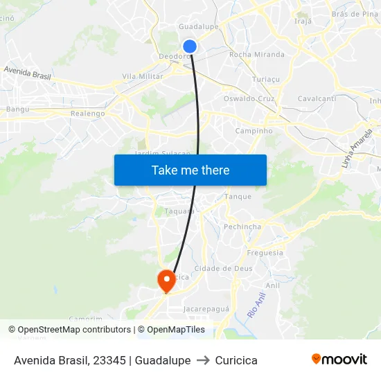 Avenida Brasil, 23345 | Guadalupe to Curicica map