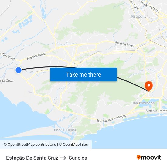 Estação De Santa Cruz to Curicica map