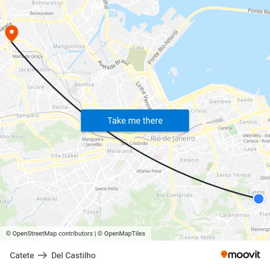 Catete to Del Castilho map