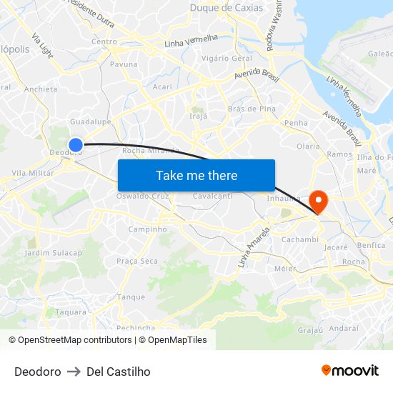 Deodoro to Del Castilho map
