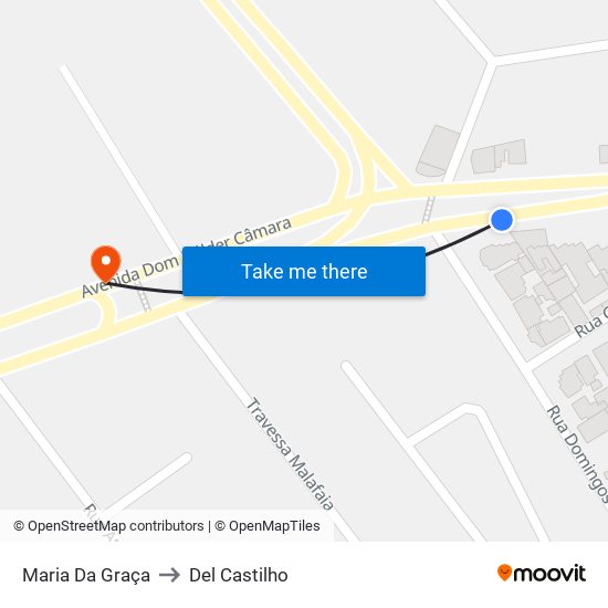 Maria Da Graça to Del Castilho map