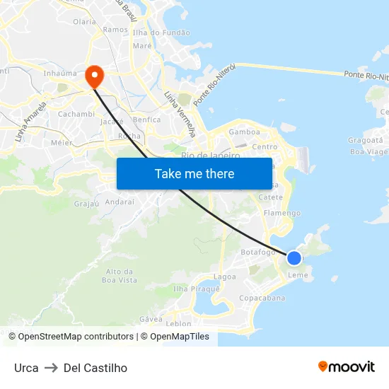 Urca to Del Castilho map