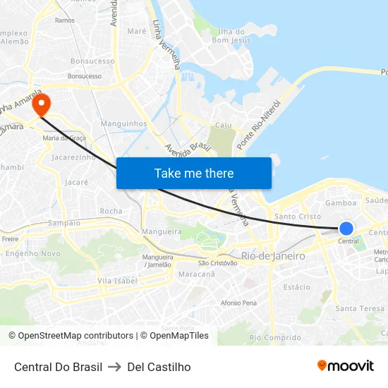 Central Do Brasil to Del Castilho map