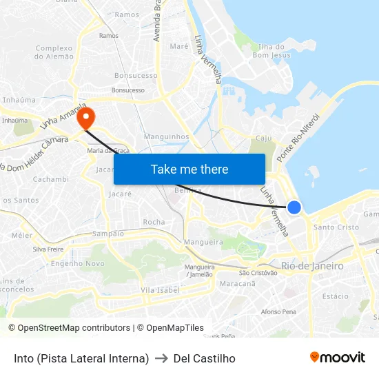 Into (Pista Lateral Interna) to Del Castilho map