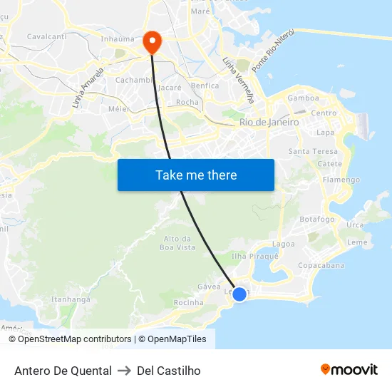 Antero De Quental to Del Castilho map