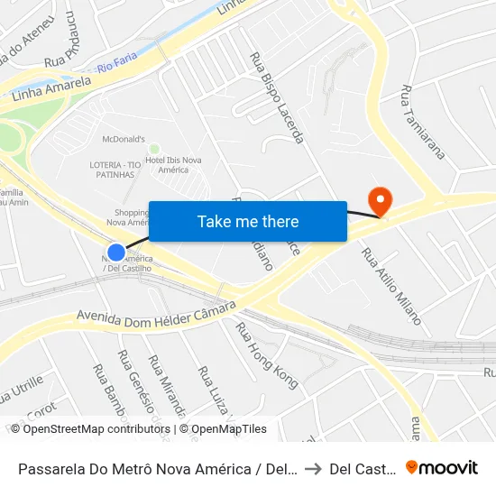 Passarela Do Metrô Nova América / Del Castilho to Del Castilho map