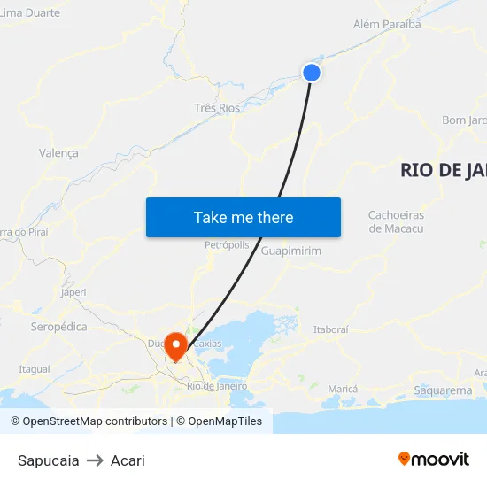 Sapucaia to Acari map