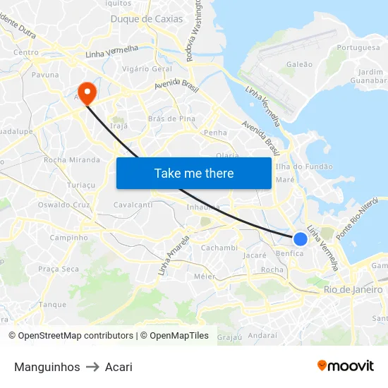 Manguinhos to Acari map