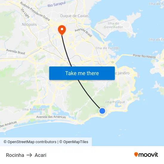 Rocinha to Acari map