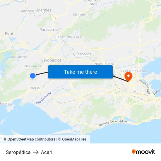Seropédica to Acari map