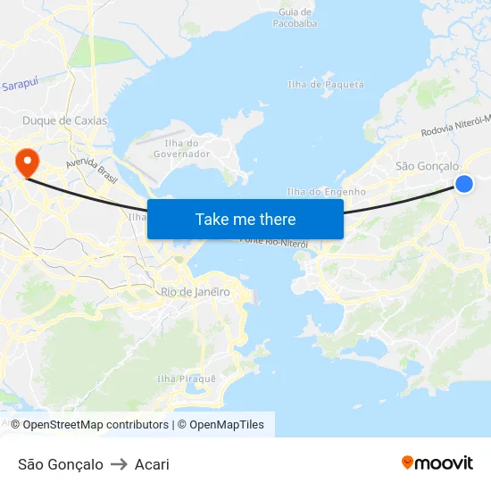 São Gonçalo to Acari map