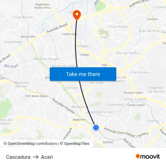 Cascadura to Acari map