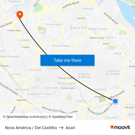 Nova América / Del Castilho to Acari map