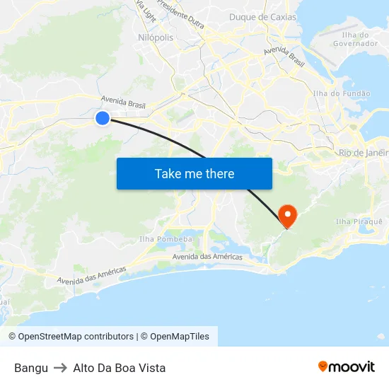 Bangu to Alto Da Boa Vista map