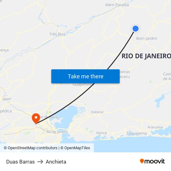 Duas Barras to Anchieta map