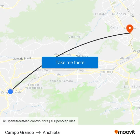 Campo Grande to Anchieta map