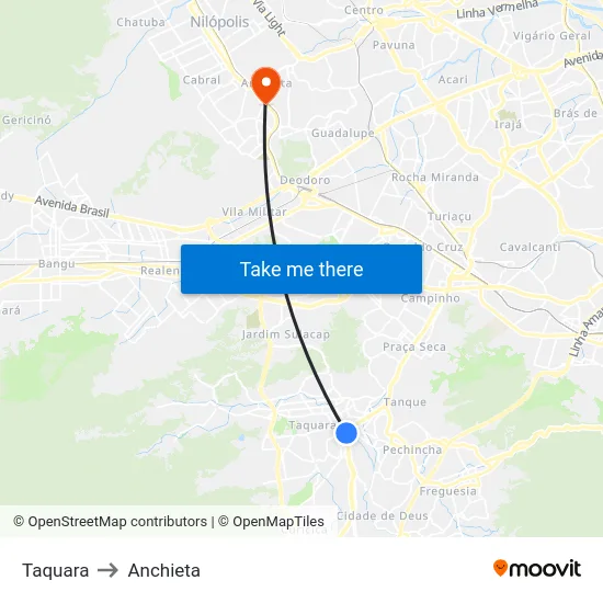 Taquara to Anchieta map