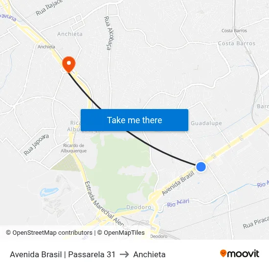 Avenida Brasil | Passarela 31 to Anchieta map