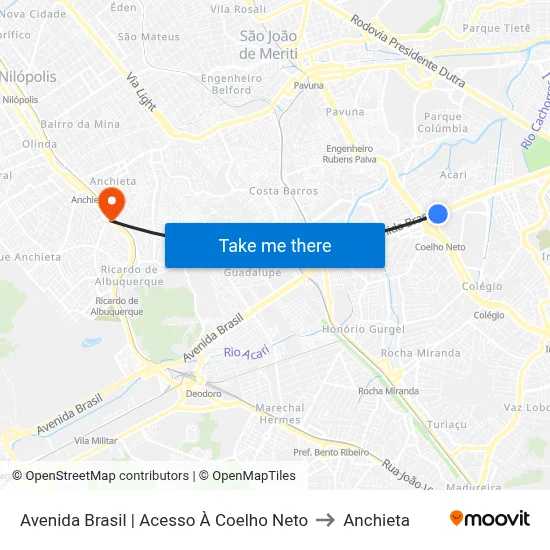Avenida Brasil | Acesso À Coelho Neto to Anchieta map