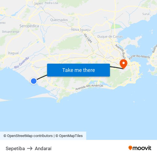 Sepetiba to Andaraí map